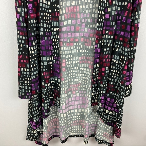 ZOE Grey Purple Longline Open Cardigan Medium - Picture 4 of 9